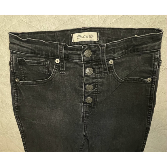 Madewell Jeans, Women's Size 26, Washed Black 10" High-Rise Skinny Button‎ Fly - Picture 3 of 6